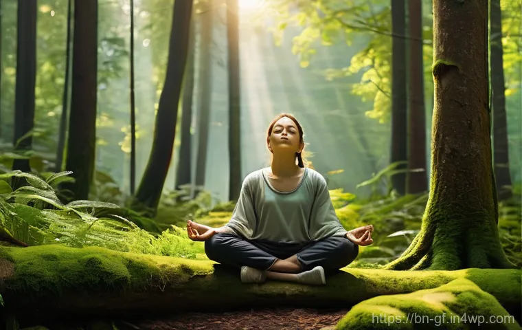 아웃도어 테라피를 활용한 스트레스 해소법 - **Prompt 1: Serene Solitude in Nature's Embrace**
    A tranquil person, gender-neutral, in their la...