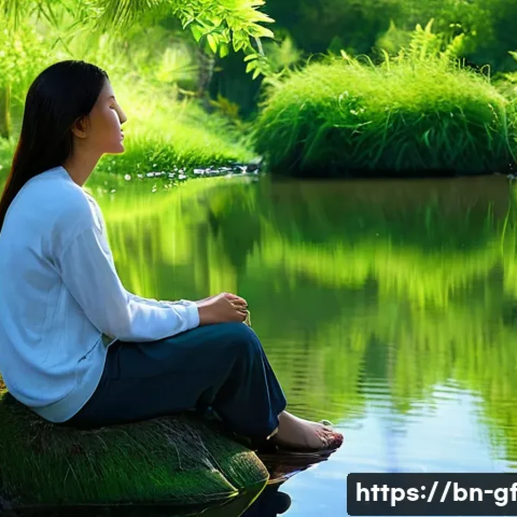 아웃도어 테라피로 우울증 극복하기 - **Prompt 1: Serene Riverside Reflection**
"A person, dressed in comfortable, modest casual cloth...